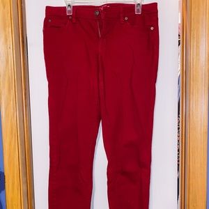 red modern skinny jeans